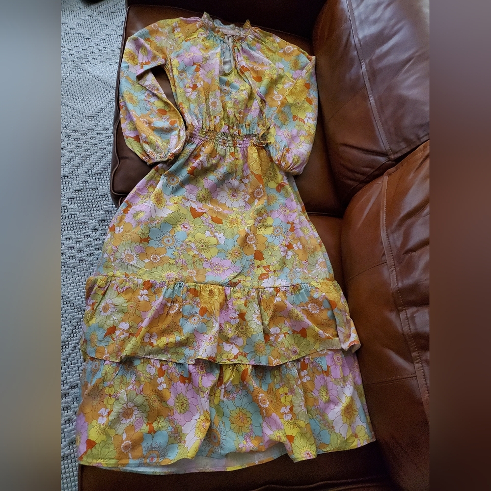Show Me Your Mumu Cait Midi Dress size XSmall Xs color groovy blooms - Picture 4 of 7